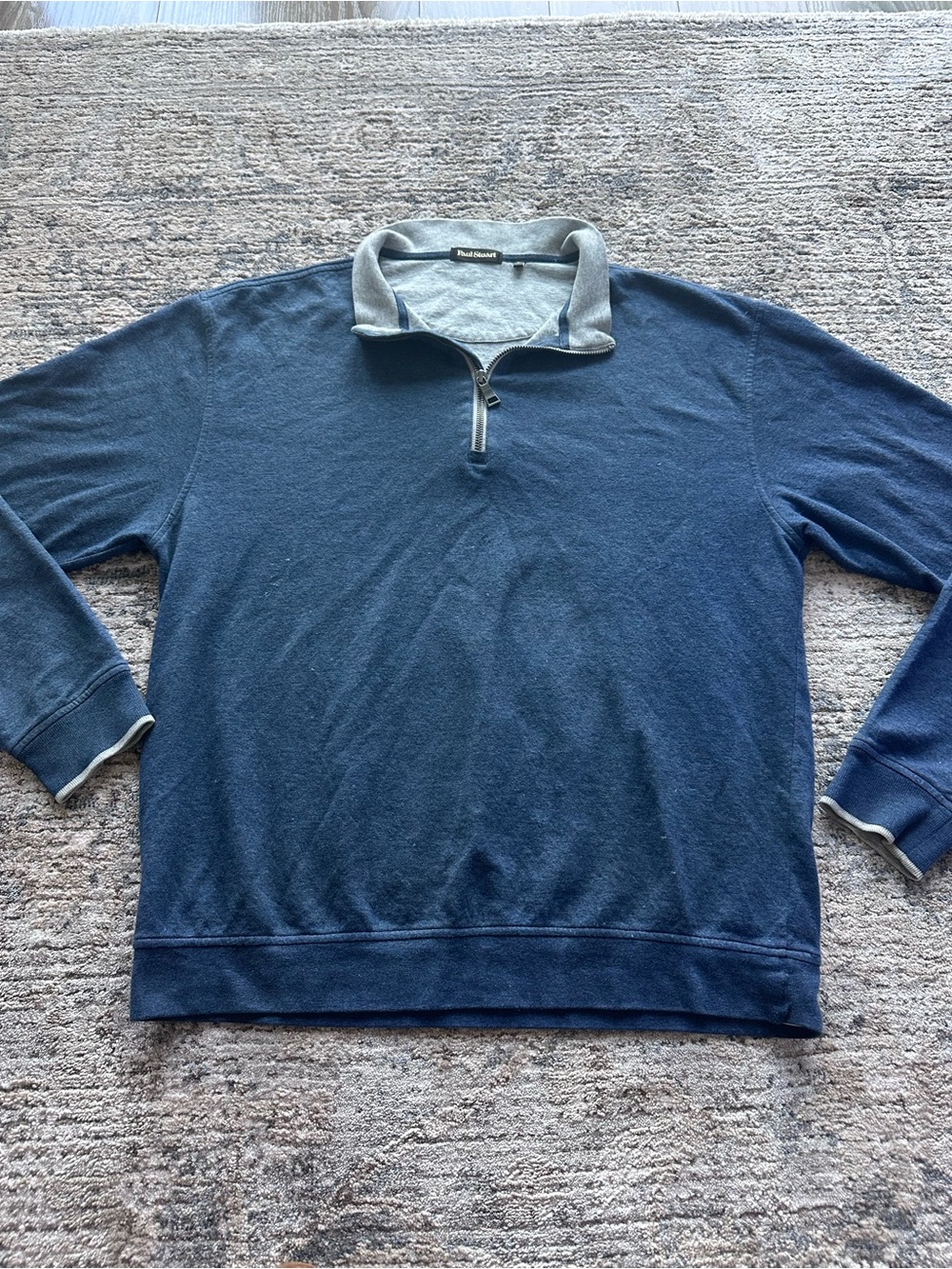 Paul Stuart Navy Half-Zip Sweater with Light Gray Trim